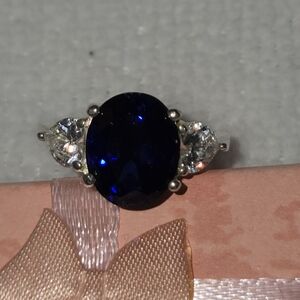 Silver and Blue Sapphire Ring